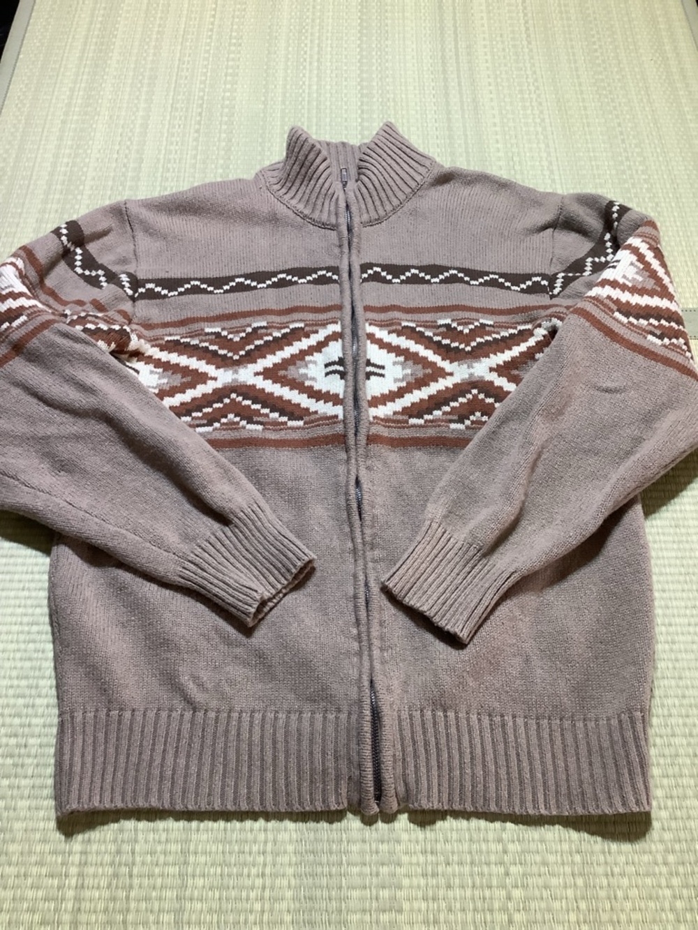 Stetson Cowichan Sweater XL Brown Full Zip Cardigan Cotton Nylon Wool